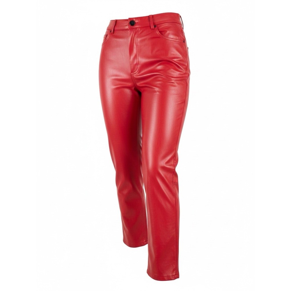 SHEIN Women's Red Faux Leather Pants Size S / US 4 High Rise Straight Leg